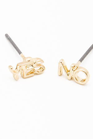 Contrasting Yes Or No Stud Earring 5FCF2